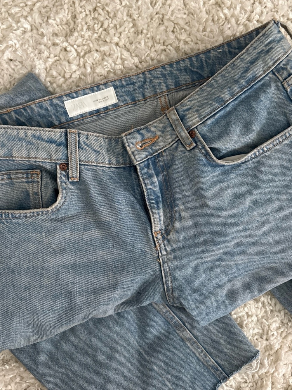 Zara Washed Blue Straight Leg Jeans